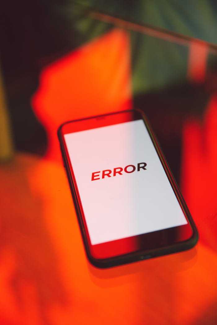 Black Smartphone Displaying Error